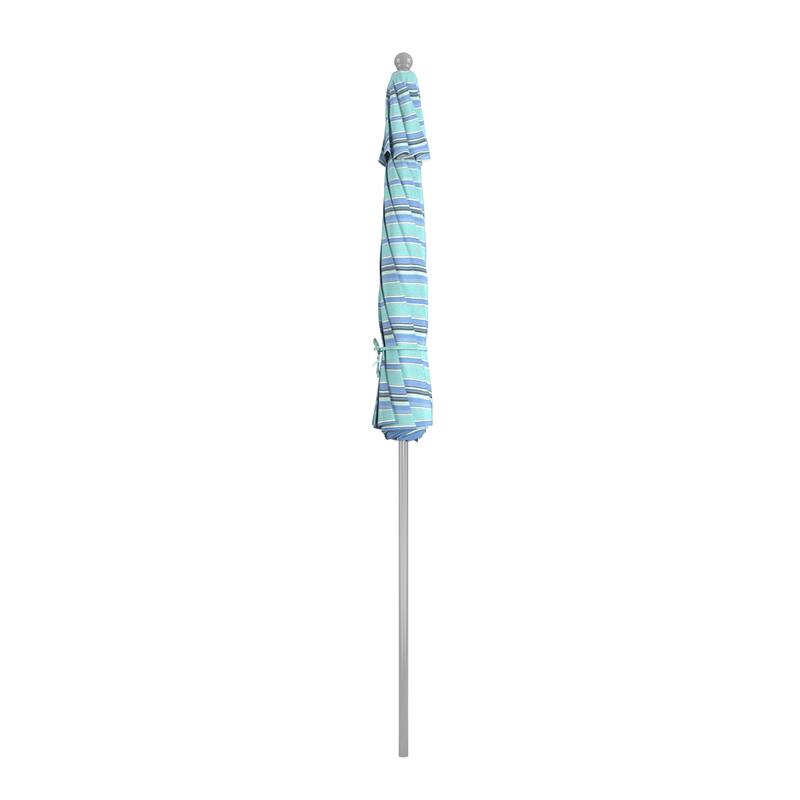 California Umbrella 9' Rd. Aluminum Frame, Fiberglass Rib Patio Umbrella, Push Open,Anodized Silver Finish, Sunbrella Fabric
