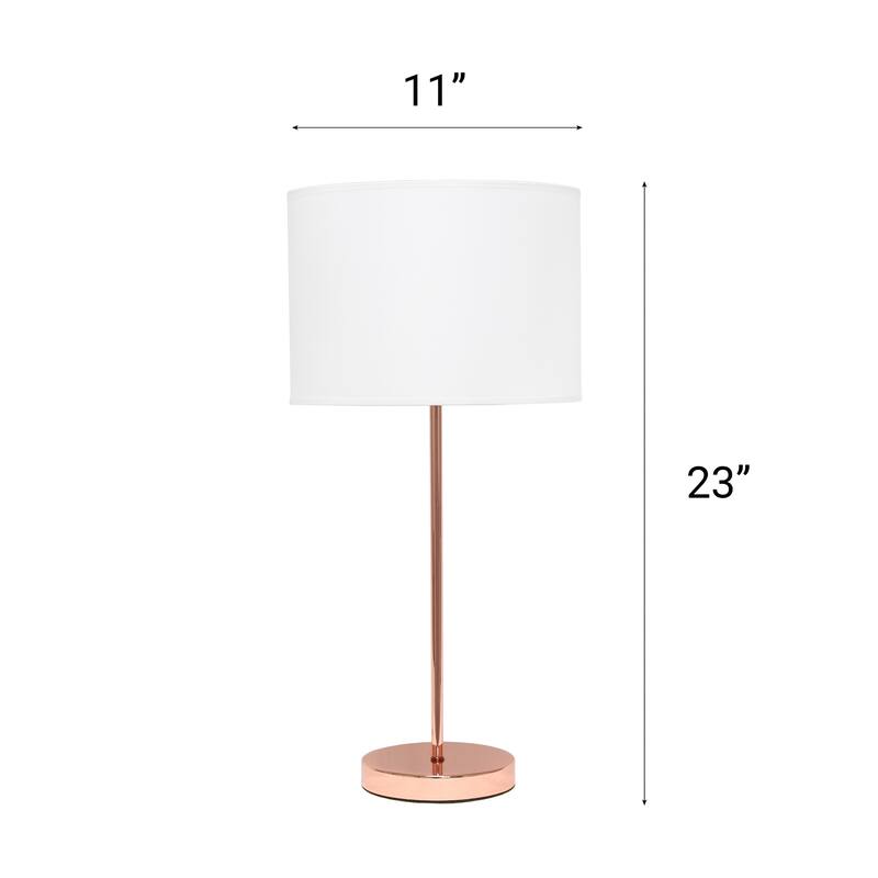 Stick Base Table Lamp with White Drum Shade - 23" - Rose Gold Finish