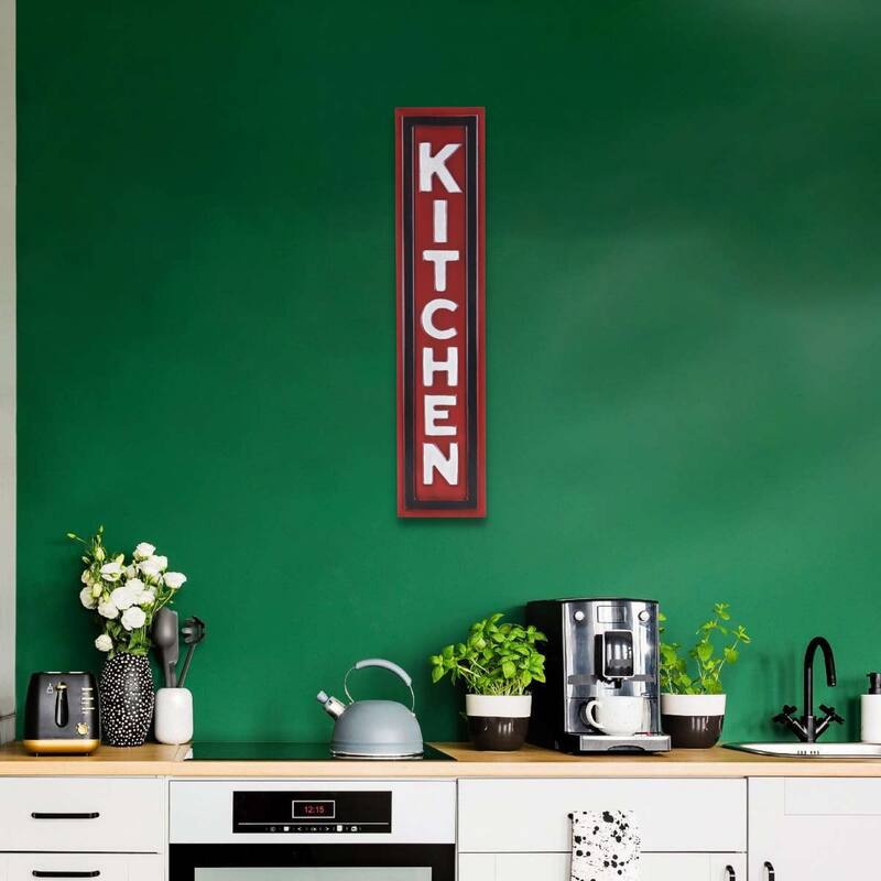 Red Metal Kitchen Wall Sign On Sale Bed Bath & Beyond 36272386