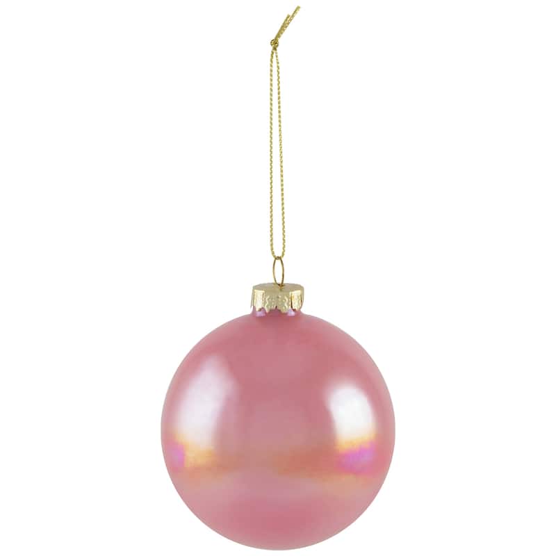 Shiny Glass Ball Christmas Ornaments - 3" (80mm) - Pink, Purple and Peach - 6ct