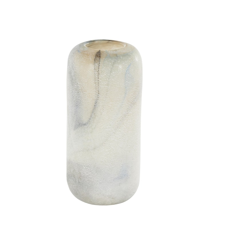 Glass Distressed Decorative Vase with Blue and Tan Texturing - Cream - Roche River Decor