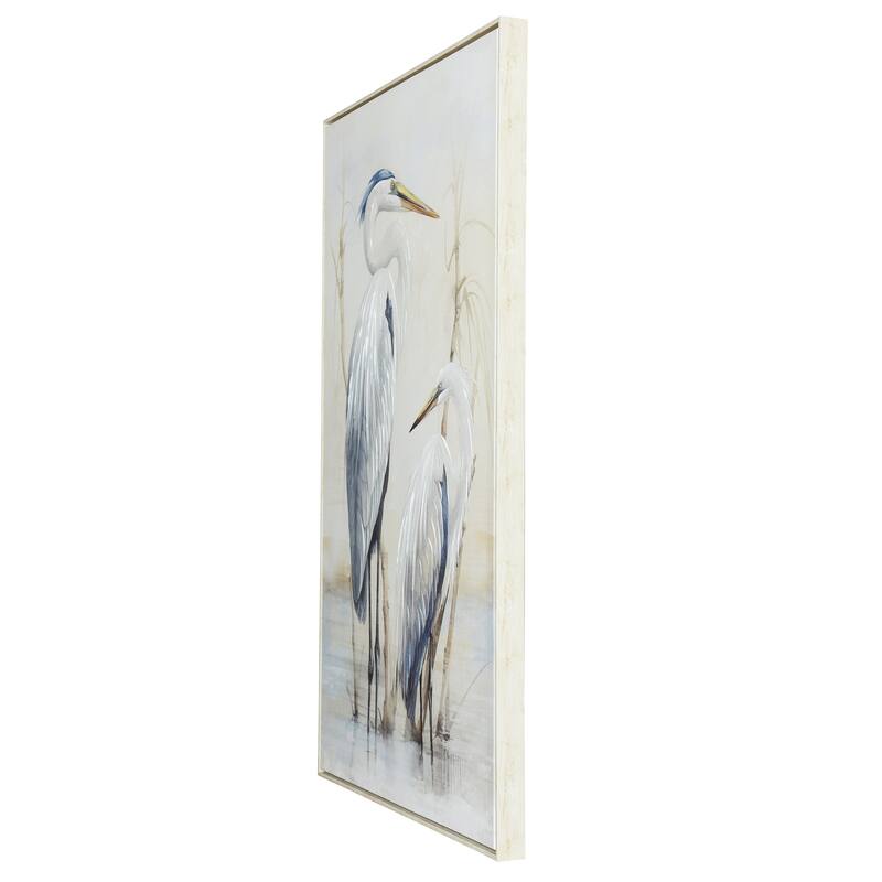 StyleCraft Southern Egret I Hand-Embellished Framed Canvas Wall Art - 32" x 48"