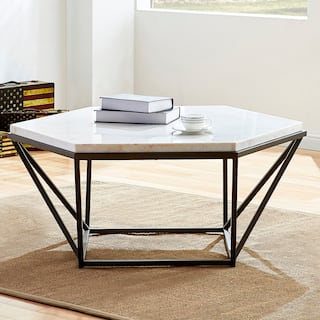 Steve Silver Crandall White Marble Top Coffee Table