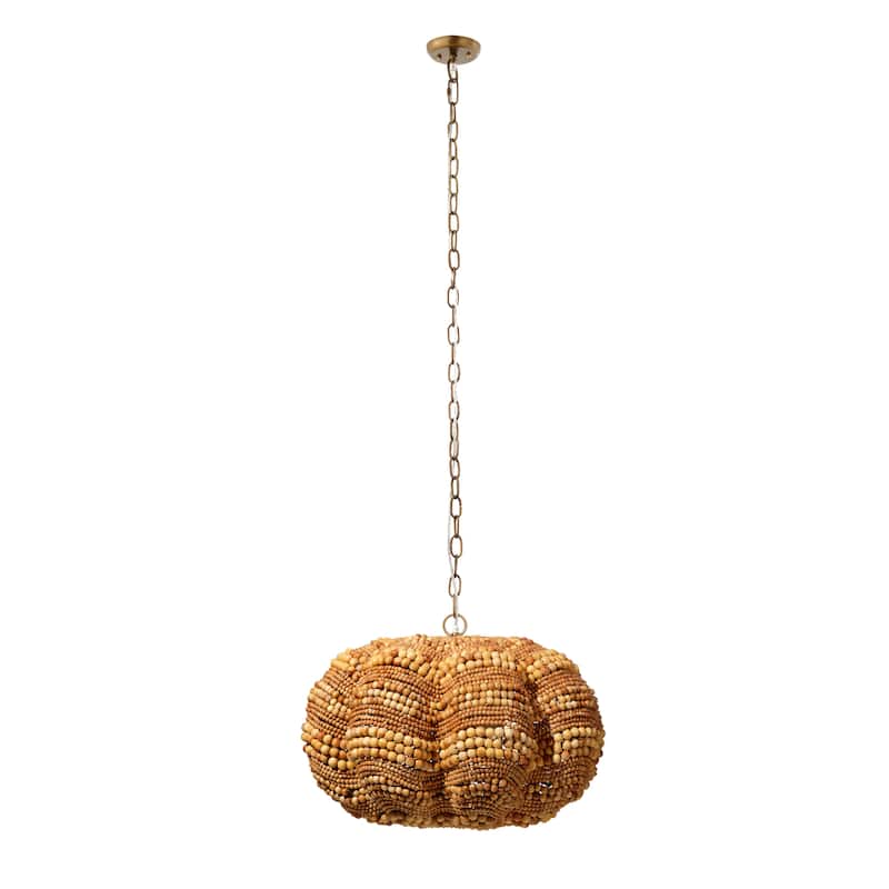 Jamie Young Clamshell Wood Beaded 4-Light Chandelier