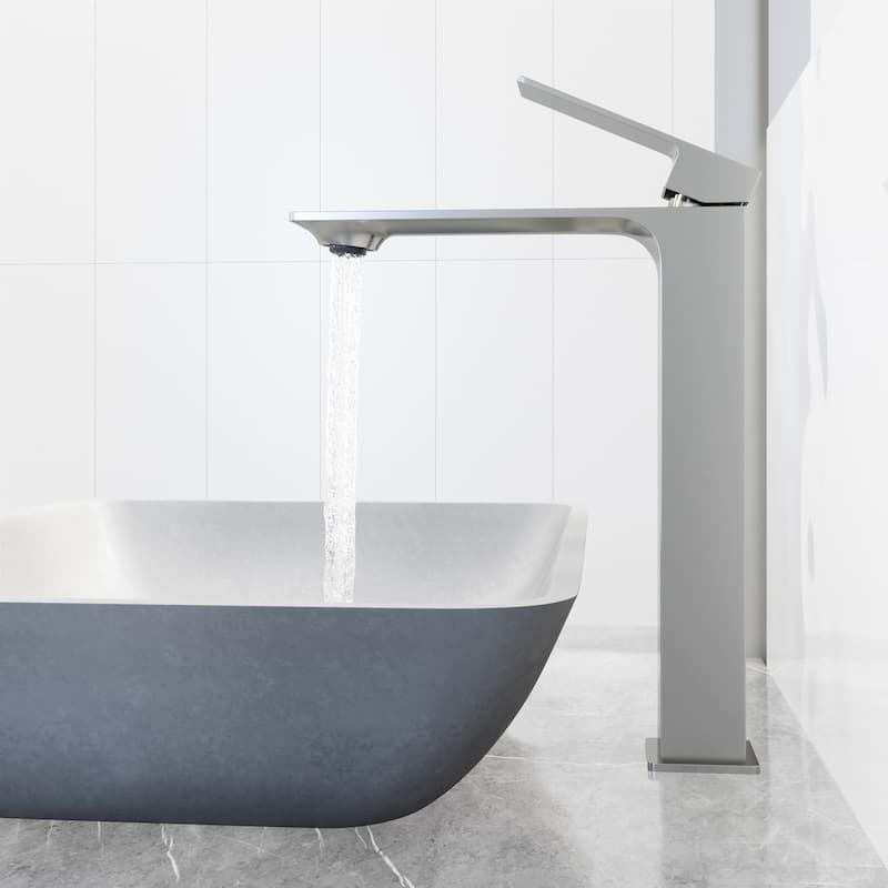 VIGO Tarragona 19"L x 14"W Concrete Vessel Sink and Dunn 11"H Faucet Set
