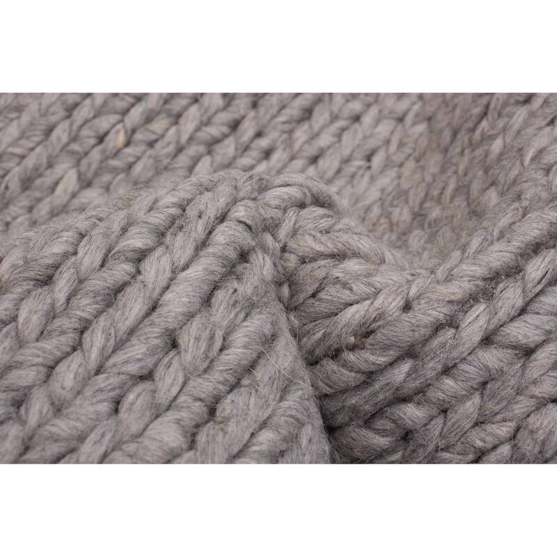 ECARPETGALLERY Braid weave Sienna Grey Wool Rug - 4'0 x 6'1