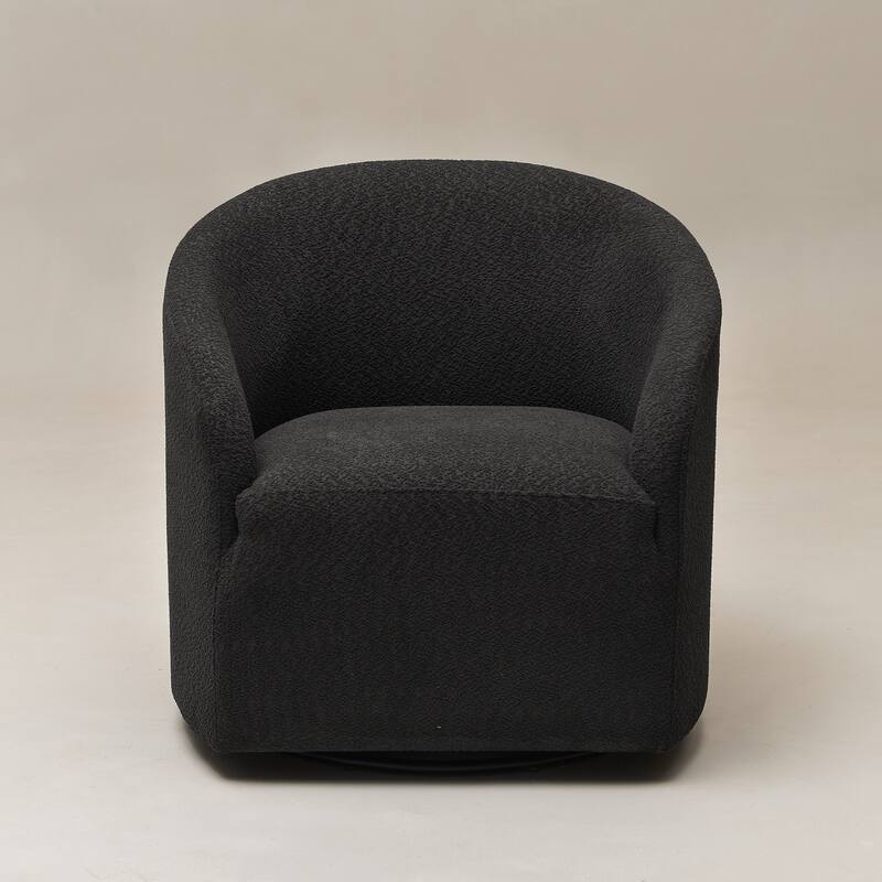 KINWELL 32"W Boucle Upholstered Swivel Barrel Accent Armchair