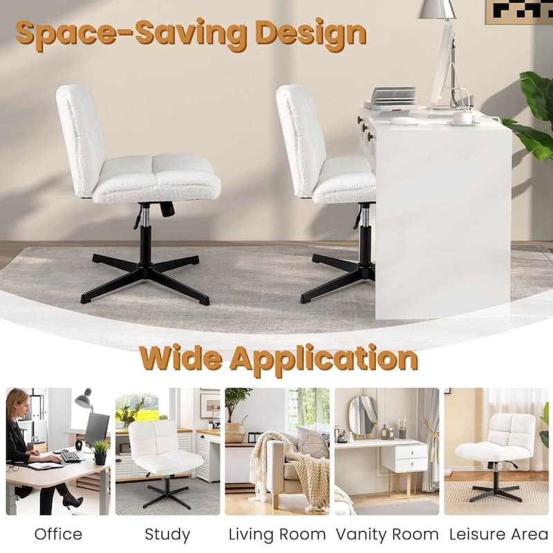Costway Armless Office Chair with Adjustable Height Rotation Soft Faux - See Details