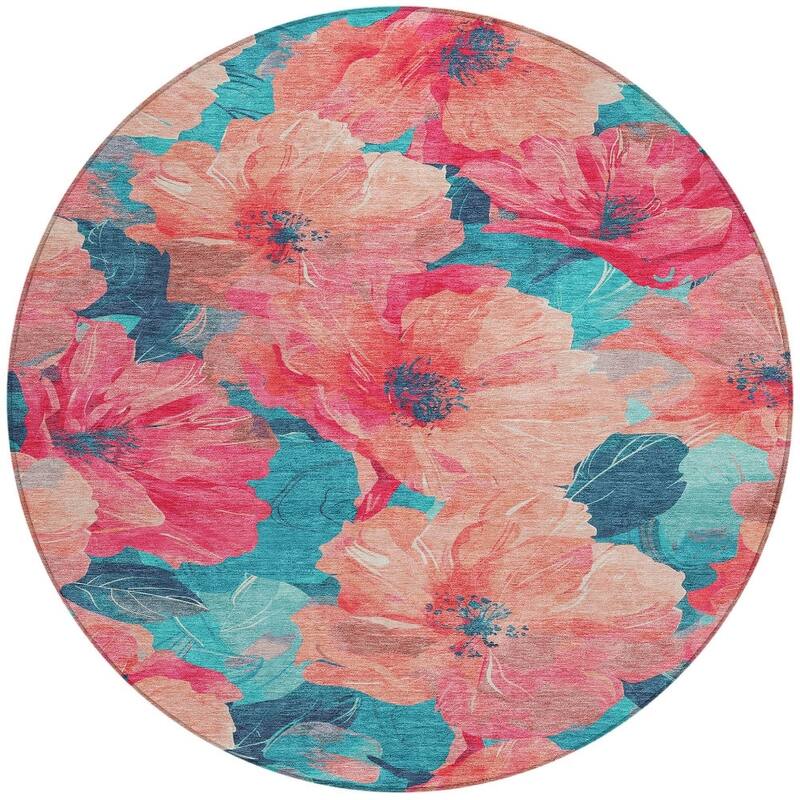 HomeRoots Floral Transitional Rectangle Outdoor Rug