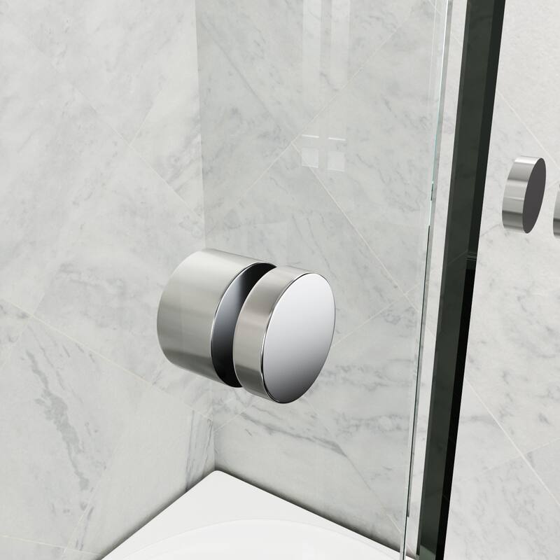 Elegant Double Sliding Shower Door 58.5-60 x 72" Width Cutting Guide Rail Adjustment Reversible installation