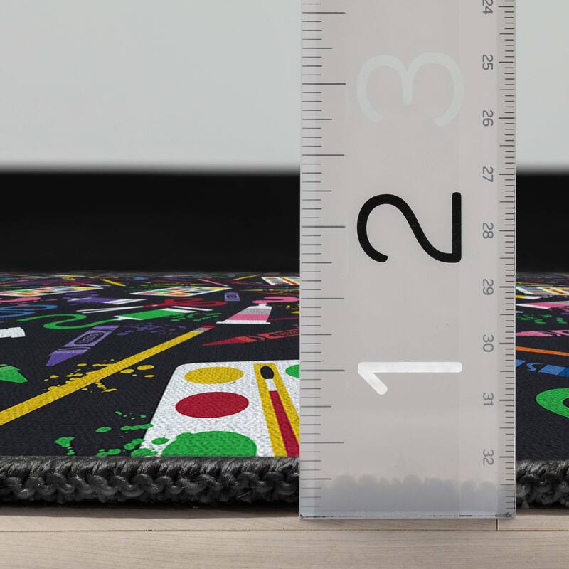 Crayola Art Supplies Black Abstract Area Rug By Well Woven