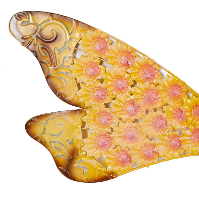 Metal Butterfly Wall Decor - Set of 2 Yellow - Roche River Decor