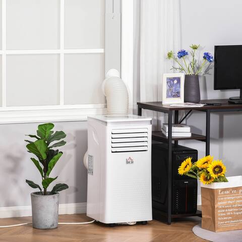 HOMCOM 10000 BTU Portable Mobile Air Conditioner for Cooling, Dehumidifying, and Ventilating with Remote Control, White