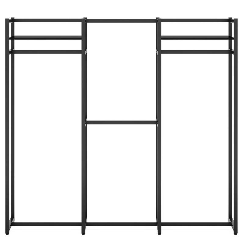 Garment Rack Heavy Duty Clothes Rack Free Standing Closet Organizer with Shelves and 4 hanging Rods - 18" wide
