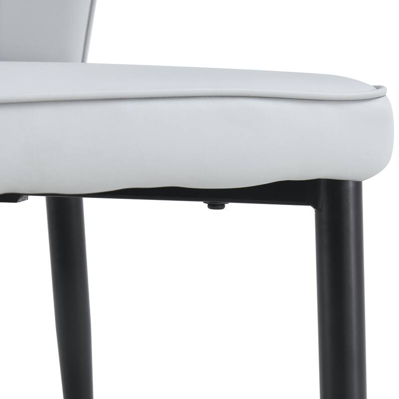 Roomfitters PU Dining Chairs with Patterned Backrest and Black Metal Legs, Upholstered Modern Set of 8 for Dining