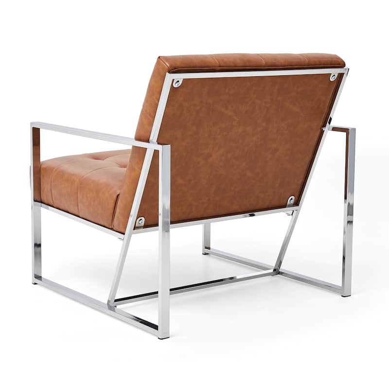 Glitzhome 29.50"W Mid-Century PU Leather Tufted Accent Chair - 29.5"W x 30.5"H x 29.25"D