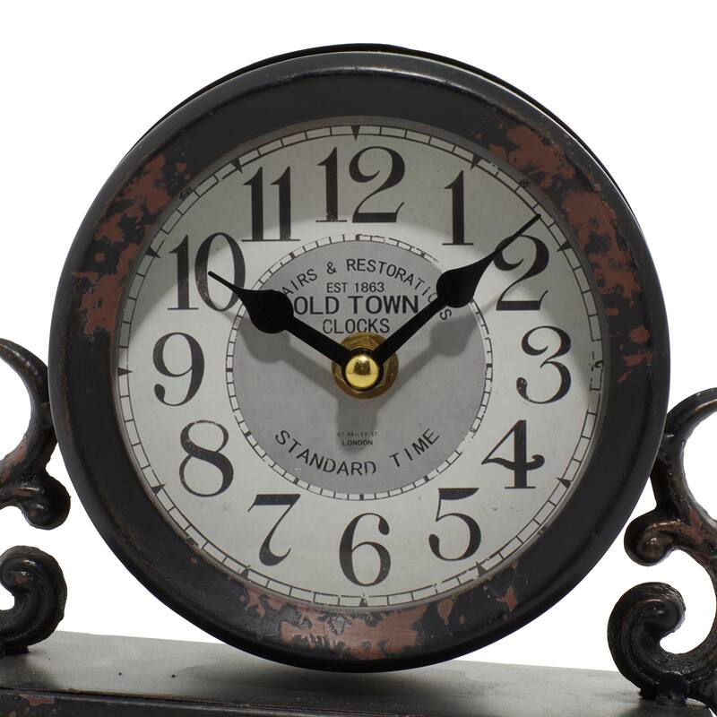 Black Metal Scroll Decorative Clock (Set of 2) - 7 x 3 x 7