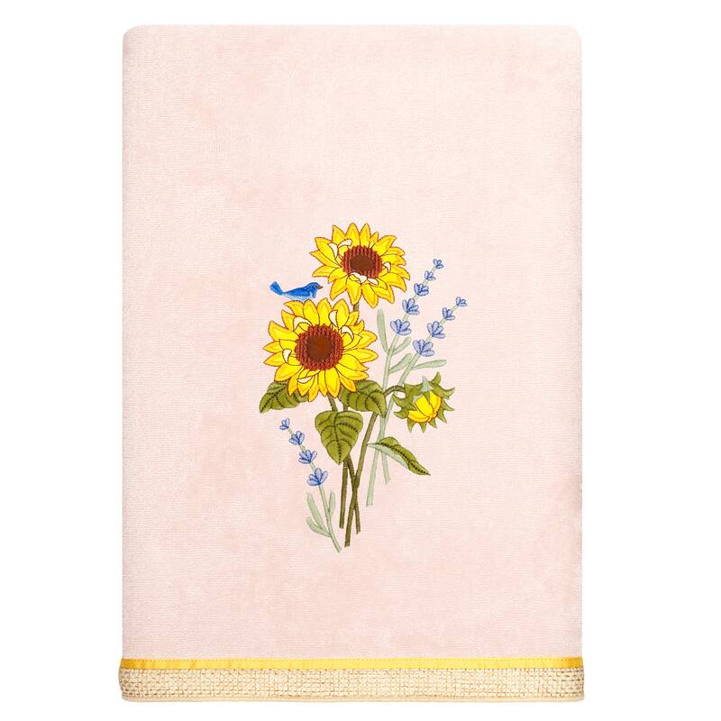 Authentic Hotel and Spa Turkish Cotton Girasol 3PC Embellished Bath and Hand Towel Set