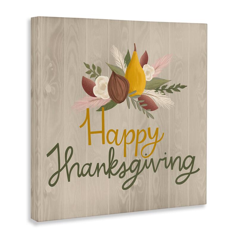 Stupell Happy Thanksgiving Rustic Harvest Canvas Wall Art Design By Mandy Ford Art + Illustration
