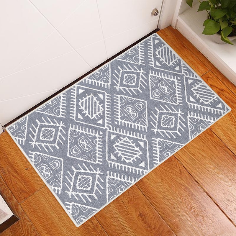 Sussexhome Heavy Duty Ultra Thin Non Slip Washable Cotton Indoor Rug - 2' x 3' - Gray