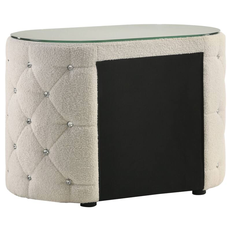 Santiago Ivory 2-drawer Upholstered Nightstand Bedside Table