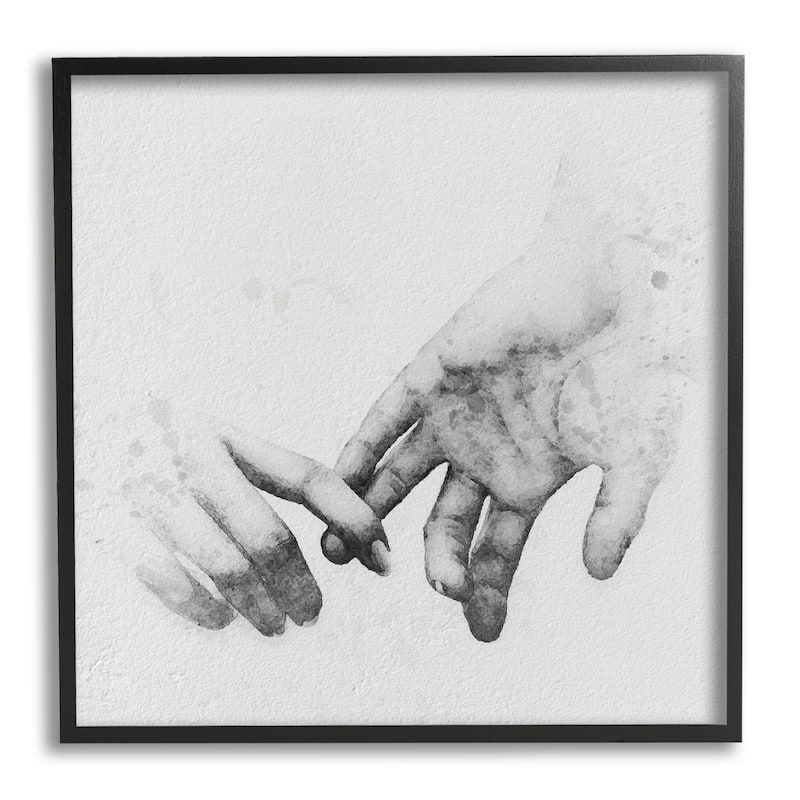 Stupell Classic Monochrome Gentle Holding Hands Couple Design Framed Wall Art - Grey - 17 x 17 - Black