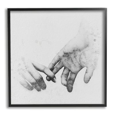 Stupell Classic Monochrome Gentle Holding Hands Couple Design Framed Wall Art - Grey