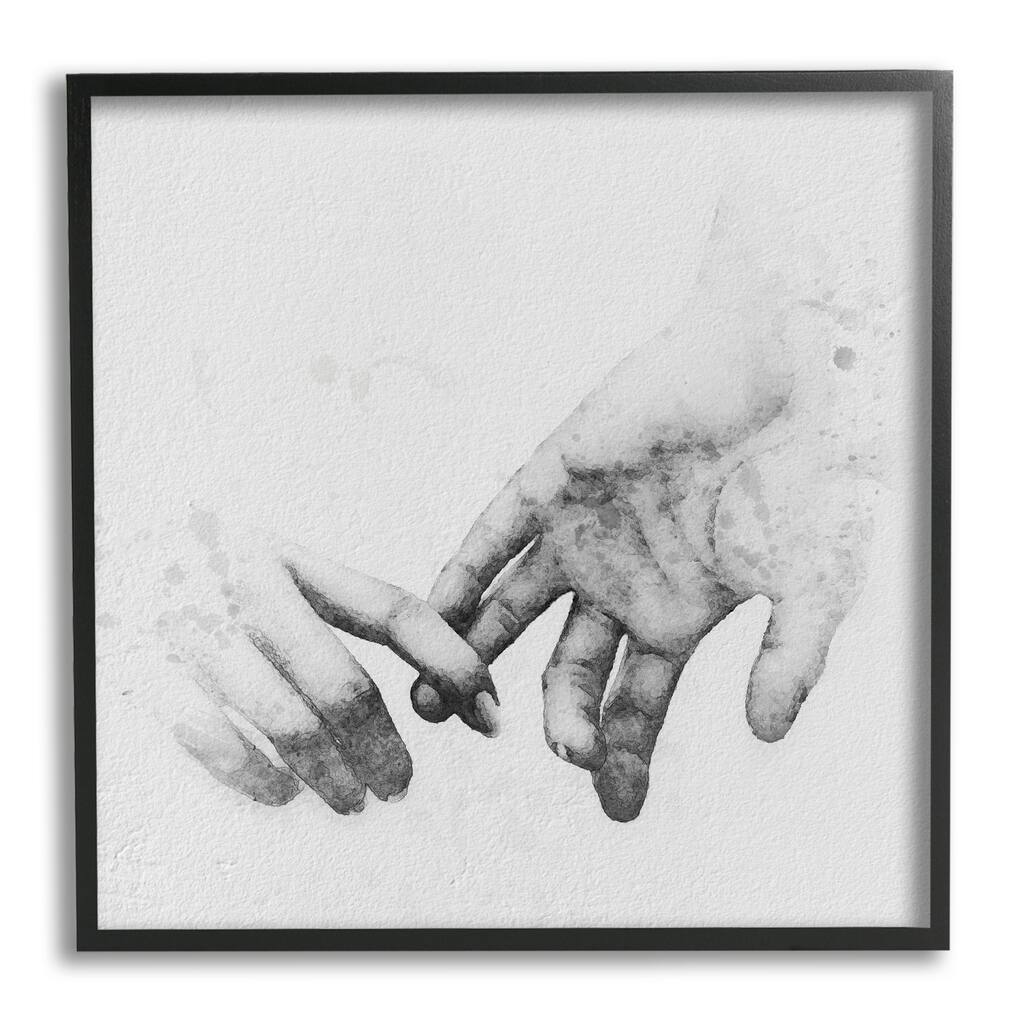 Stupell Classic Monochrome Gentle Holding Hands Couple Design Framed Wall Art - Grey