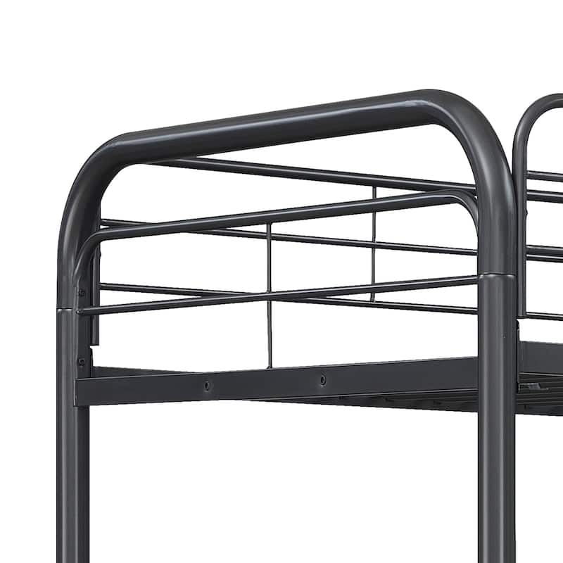 Black Twin over Twin Size Metal Furniture Triple Bunk Bed with Ladder