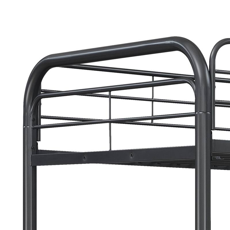 Twin/Full Over Full Triple Bunk Bed, Modern Steel Frame, Noise-Free, Black