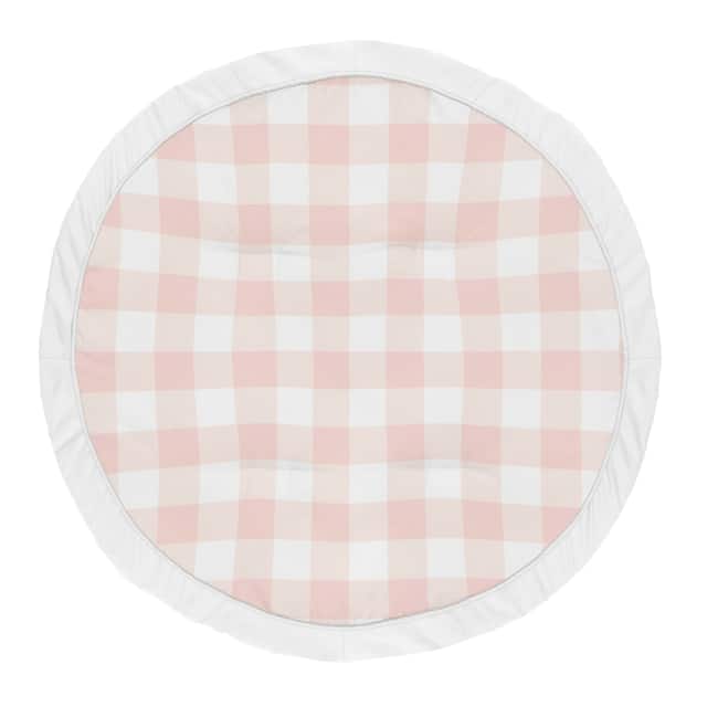 Pink Buffalo Plaid Check Collection Girl Baby Tummy Time Playmat - Blush and White Shabby Chic Woodland Rustic Country Farmhouse