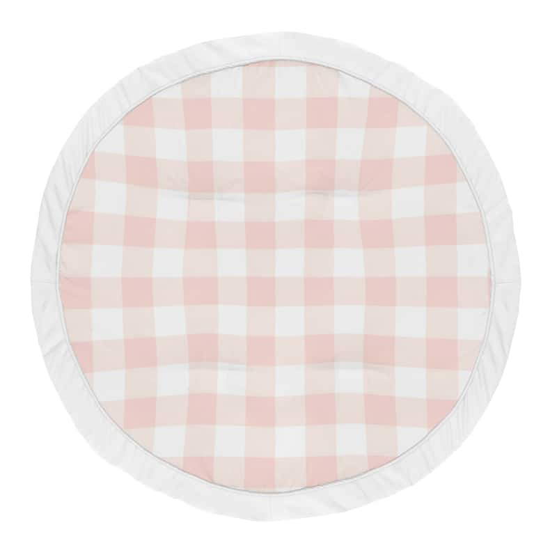 Pink Buffalo Plaid Check Collection Girl Baby Tummy Time Playmat - Blush and White Shabby Chic Woodland Rustic Country Farmhouse