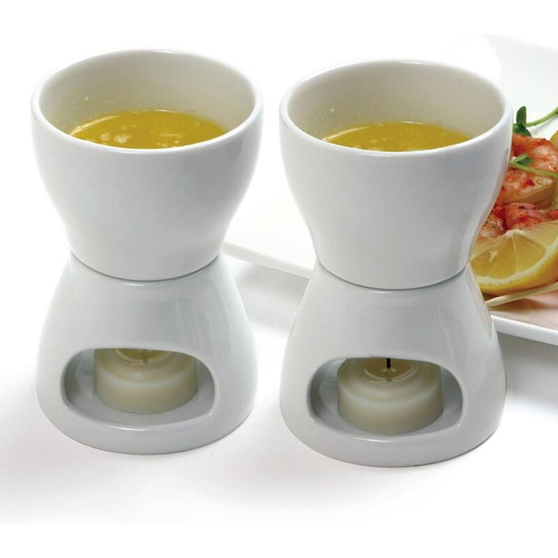 213 Porcelain Butter Warmer Set of 2 with Tea Lights, Dishwasher Safe