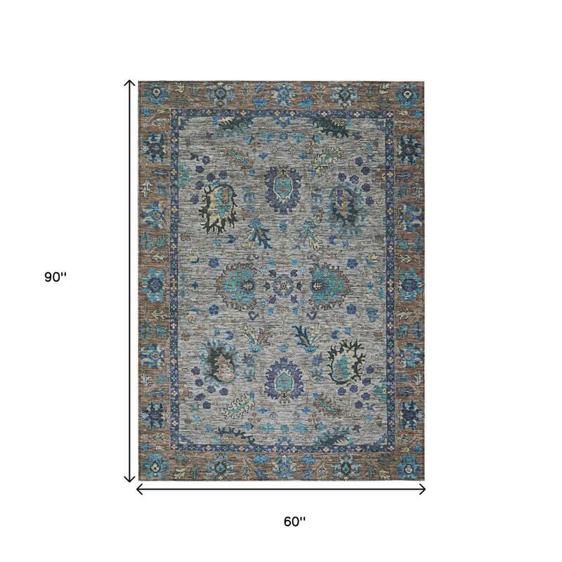 HomeRoots Floral Traditional Rectangle Outdoor Rug