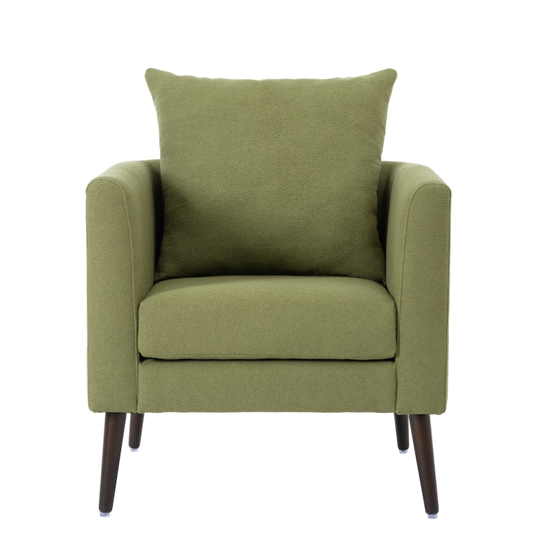 Living Room Lazy Accent Chair,Fleece Fabric Arm Chair Barrel Chair with Solid Wood Legs for Living Room,Bedroom or Office