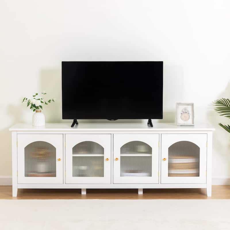 TV Stand Entertainment Center Media Console Cabinet with Changhong Glass Door
