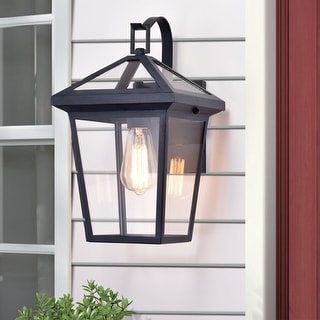 Outdoor Antique Exterior Wall Light Fixture Aluminum Glass Lantern Bronze //Black