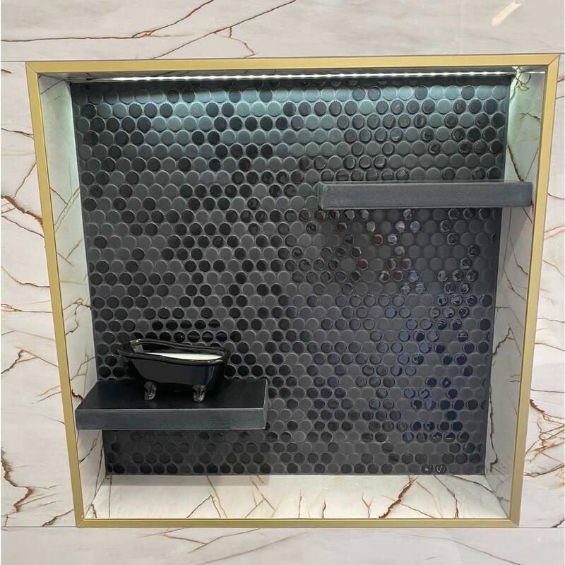 Eterna Penny 12x12 Glass Round Mosaic Tile - Floor, Wall, Backsplash - 1 Sheet (0.88 Sq. ft.) - Black