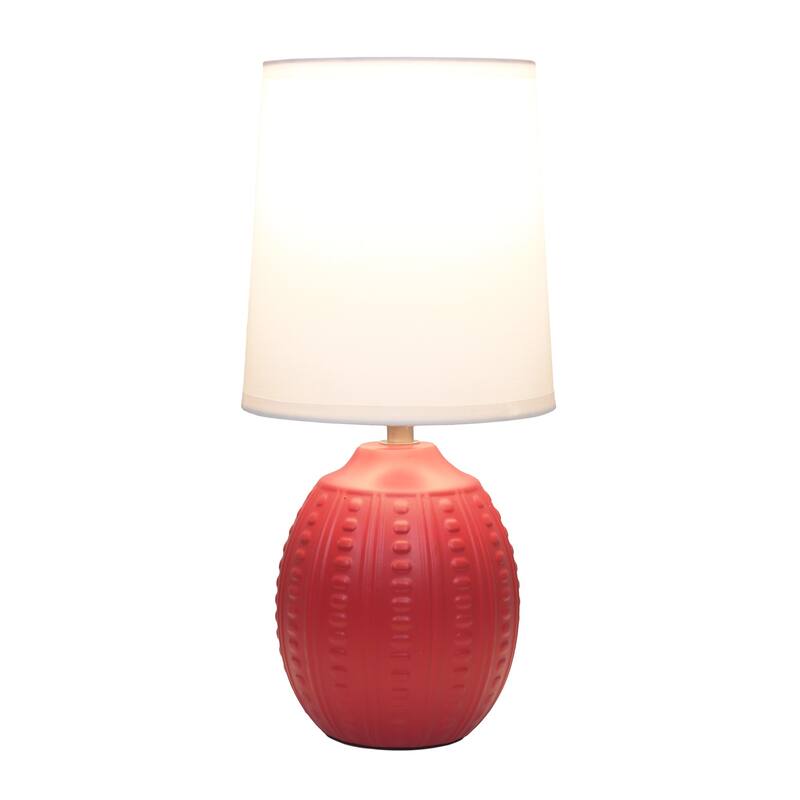 Mini Textured Oval Table Lamp with Tapered Shade - 12.5" - Red