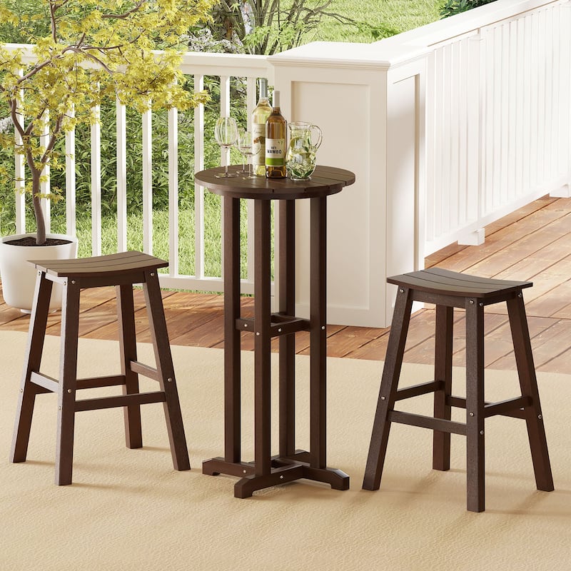 Gymax 21.5'' Round Bar Table Patio HDPE Bar Height Dining Table w/