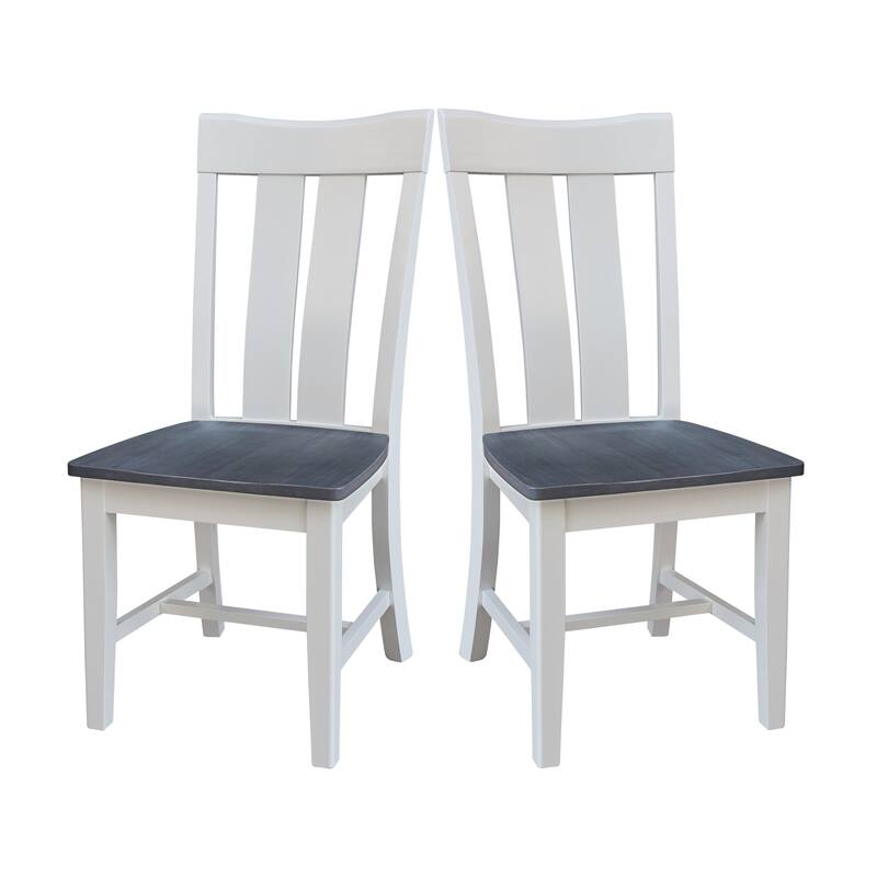 Ava Solid Wood Dining Chair - Set of Two - White/Heather Gray