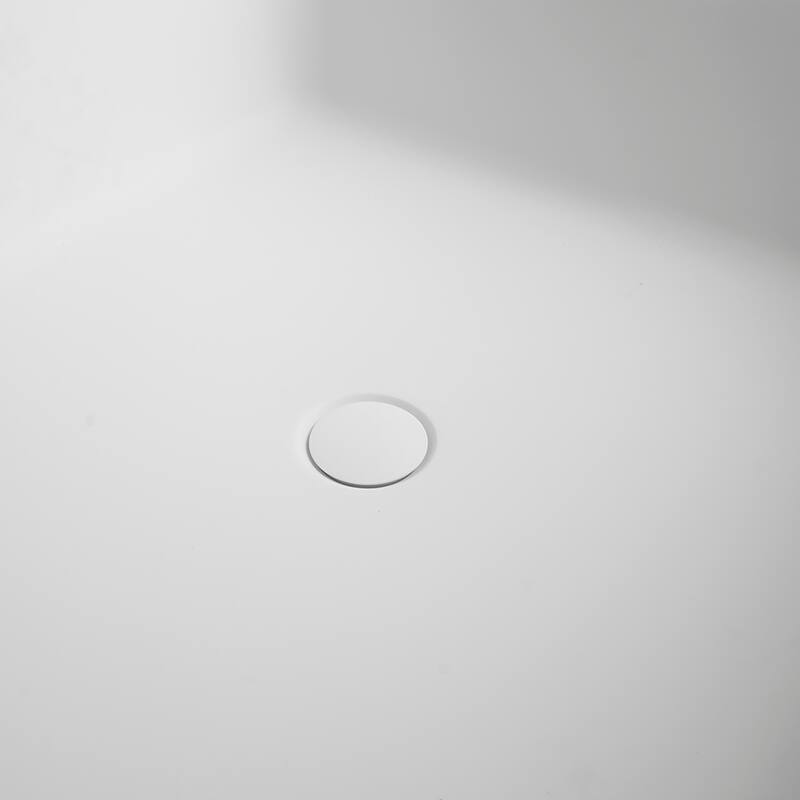 67 Inch Solid Surface Freestanding Soaking Bathtub in Matte White