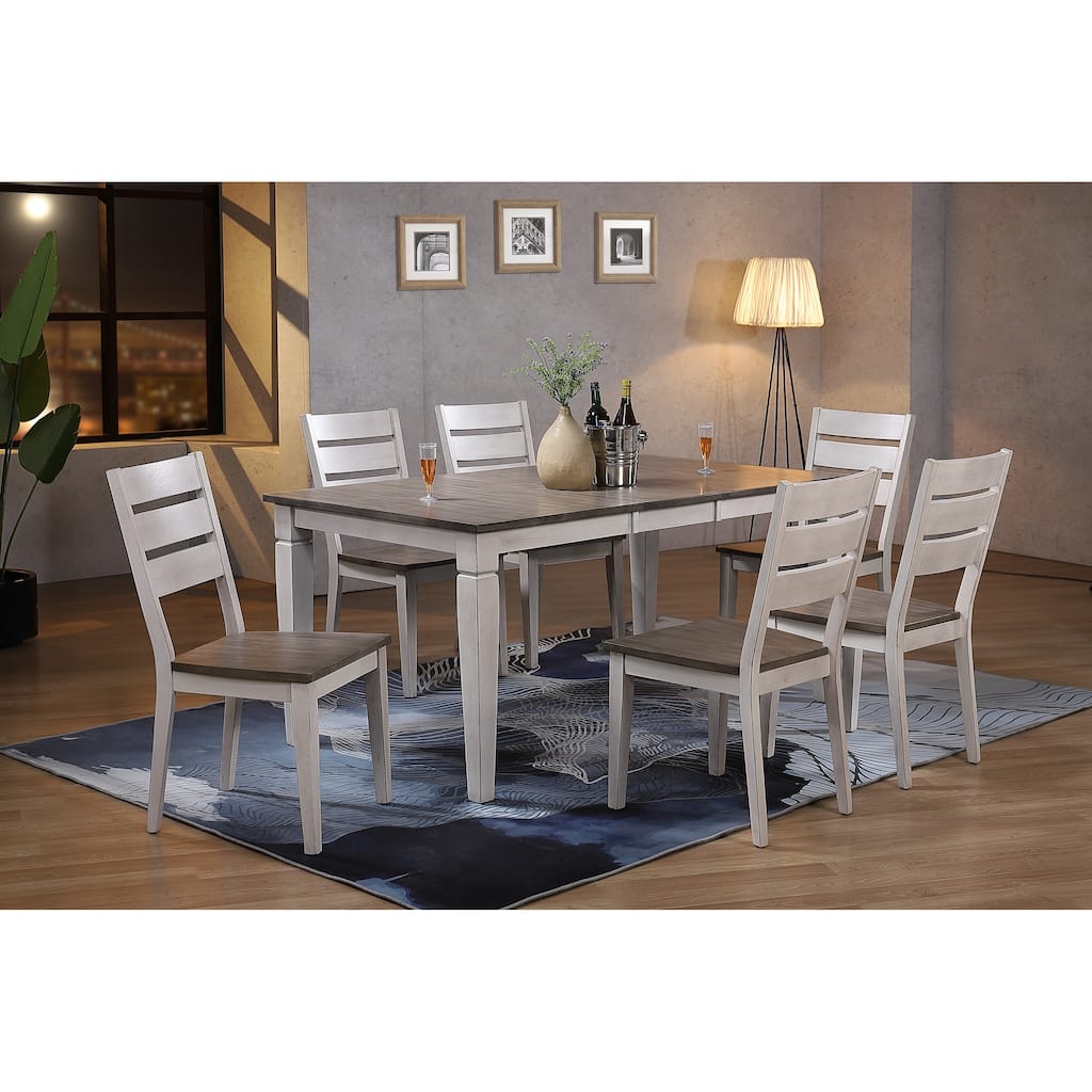 Loft Ash & Stormy White Contemporary Ladderback 7-Piece Dining Set