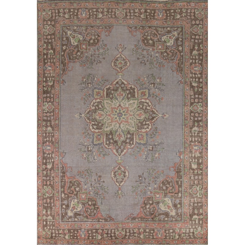 Gray Tabriz Persian Area Rug Hand-Knotted Wool Carpet - 8'3"x 11'1"