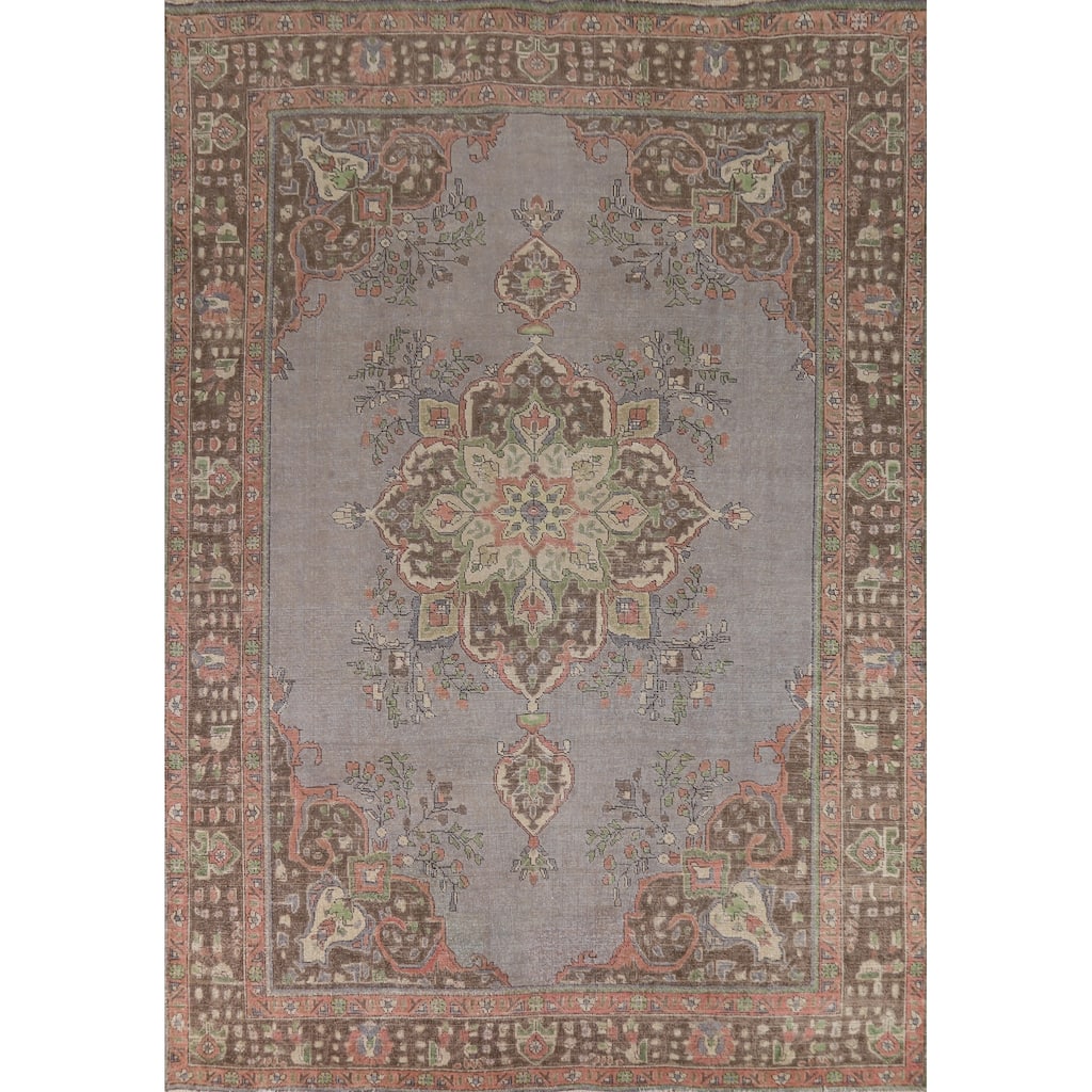 Gray Tabriz Persian Area Rug Hand-Knotted Wool Carpet - 8'3"x 11'1"