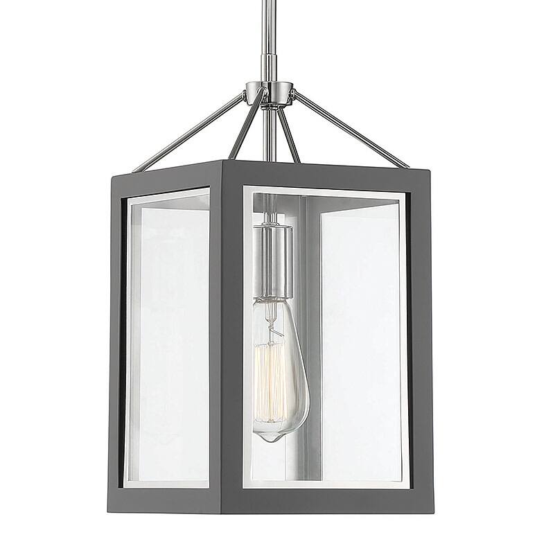 Savoy House Carlton 8" Wide Mini Pendant - Gray / Polished Nickel