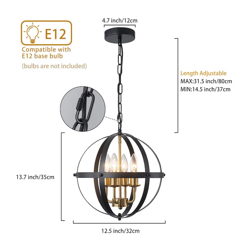 Starsky 6-Light 20.47inch Modern Farmhouse Globe Ceiling Lights Open Cage Chandelier