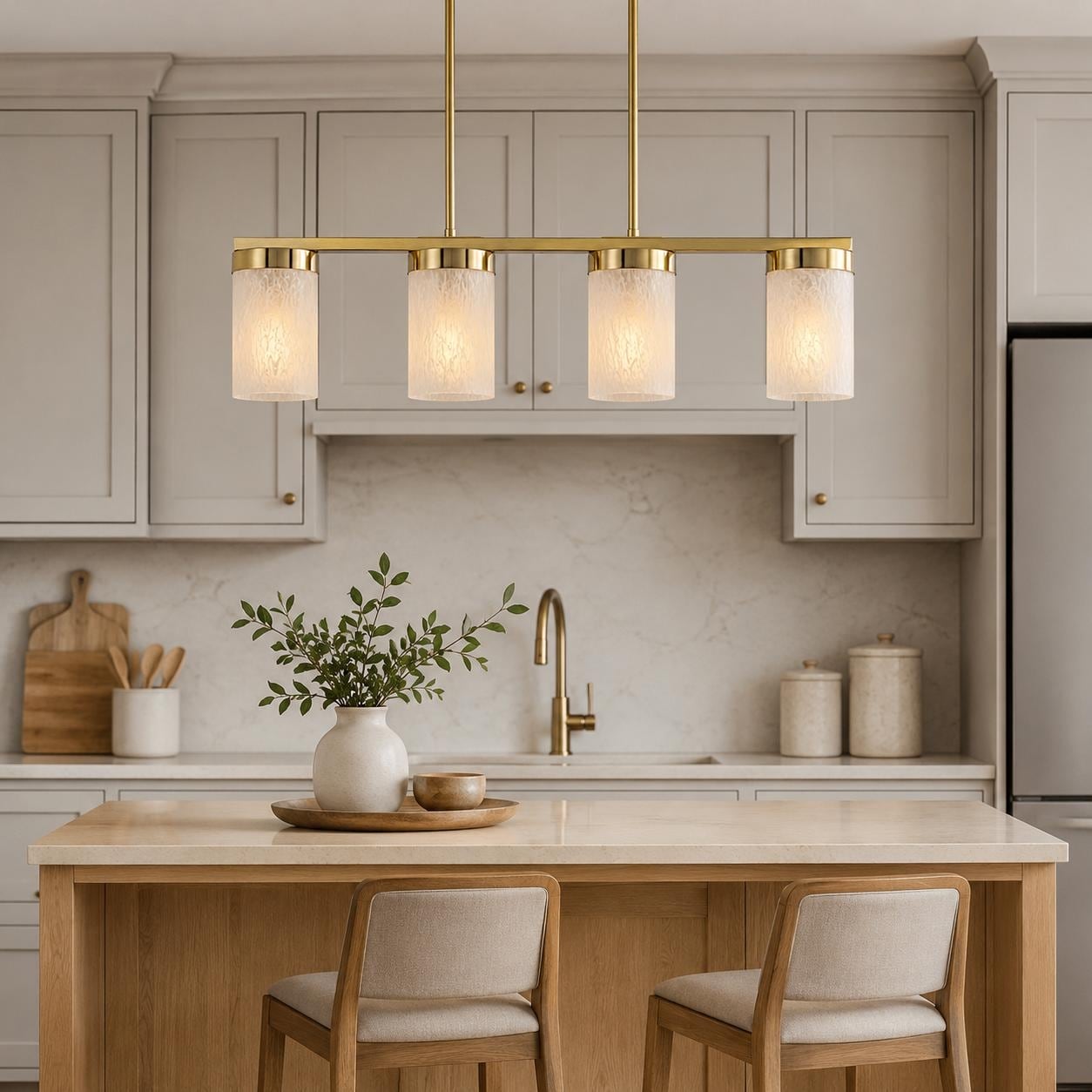 4-Light Faux Marble Glass Island Pendant Light Modern Kitchen - Dia.28.94-in
