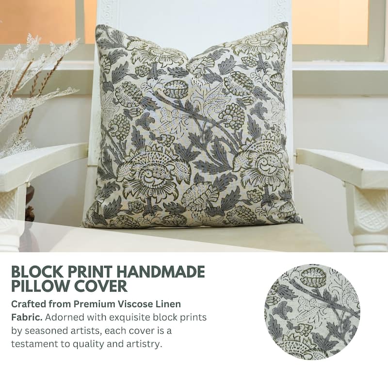 Fabdivine Grey Viscose Linen Fall or Farmhouse Decorative Pillow- Akashganga