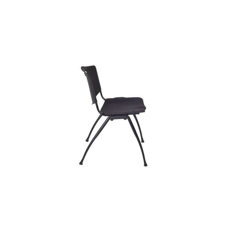 30 in. Square Breakroom Table- Grey Top, Black Base & 4 M Stack Chairs- Black